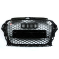 RS3 Style Front Grille for Audi A3 S3 8V (2013–2016) Gloss Black Replacement