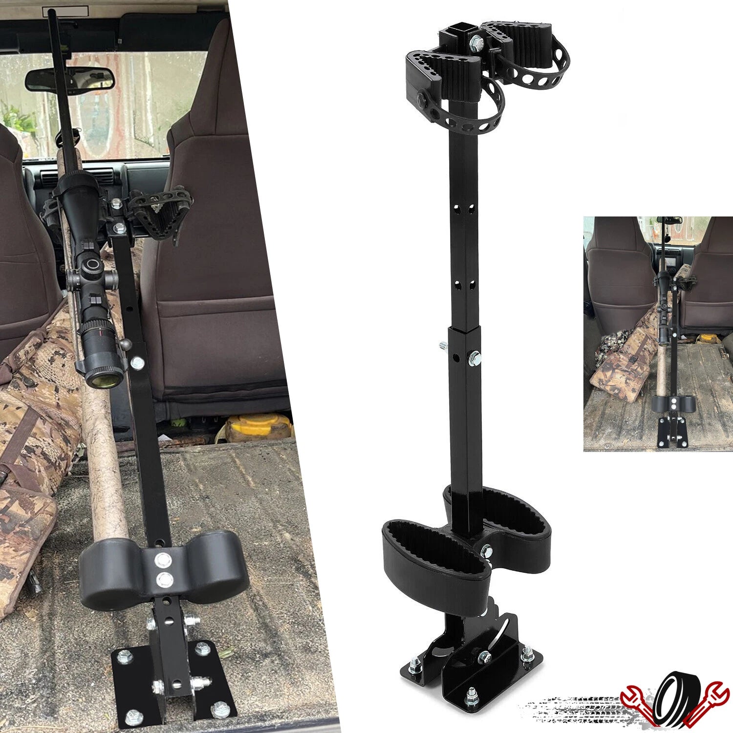 2X Vertical Gun Rack for UTV (Adjustable Height, Floor Mount)