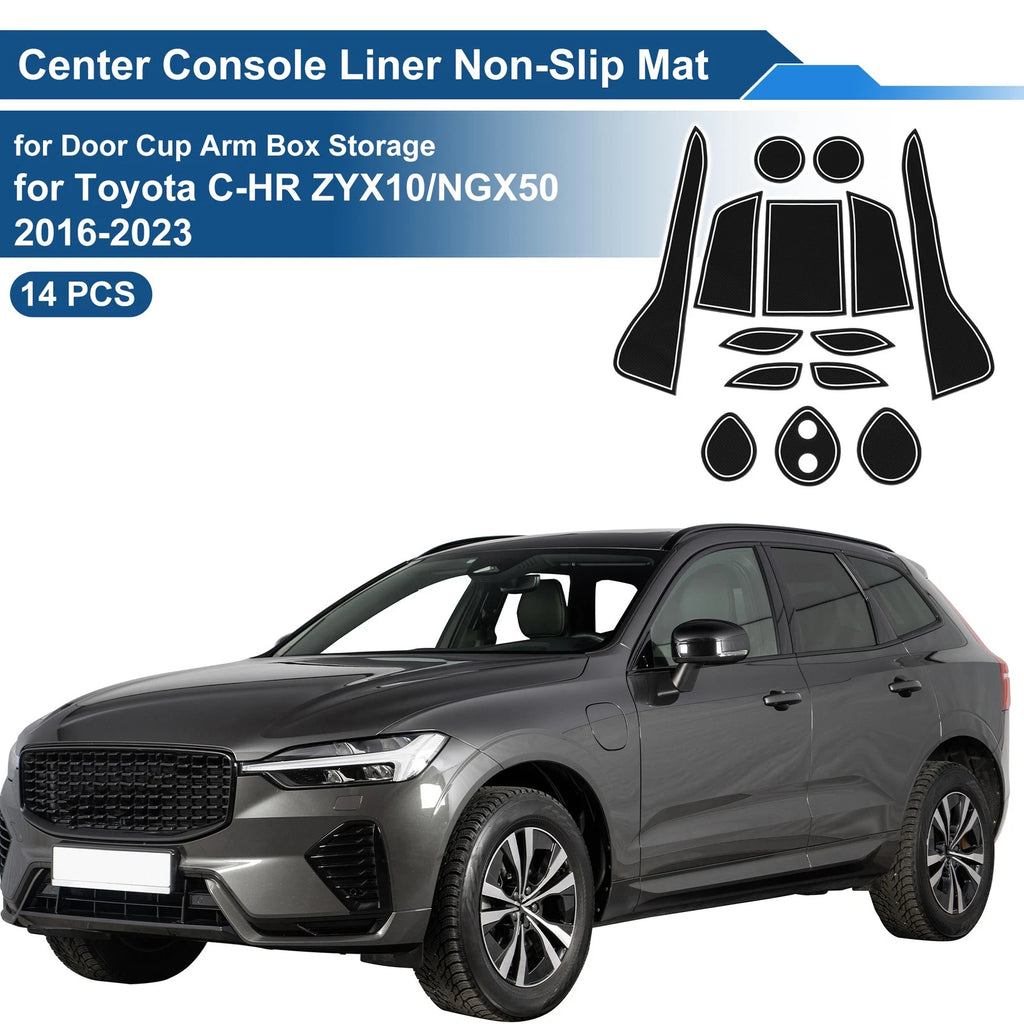 Set of 14 Non-Slip Mats for Toyota C-HR ZYX10/NGX50 (2016–2023) PVC White