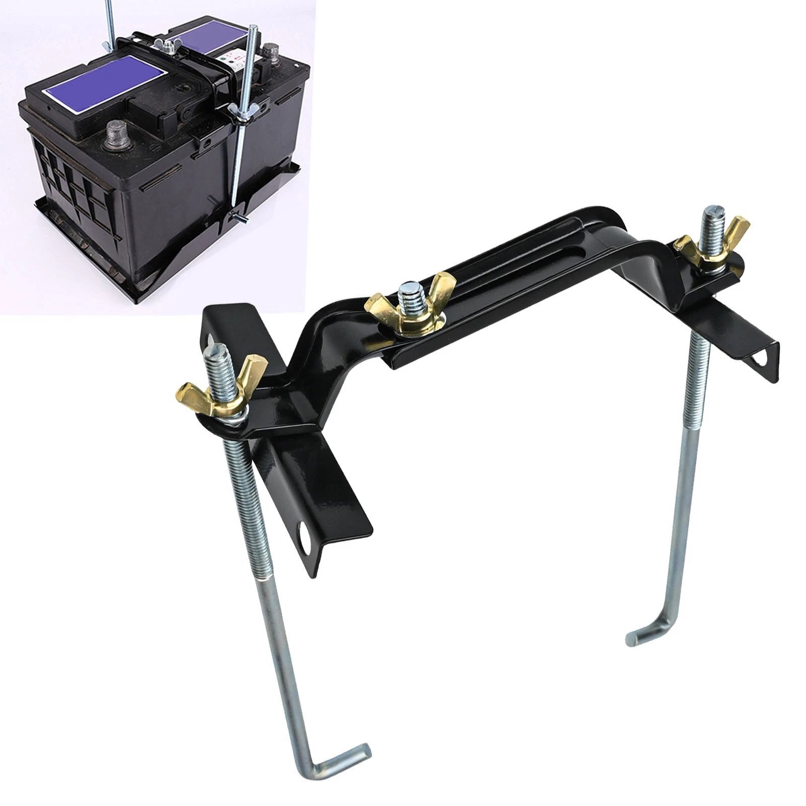 Adjustable Battery Tie Down Bracket for Cars SUVs Trucks Boats (23cm)