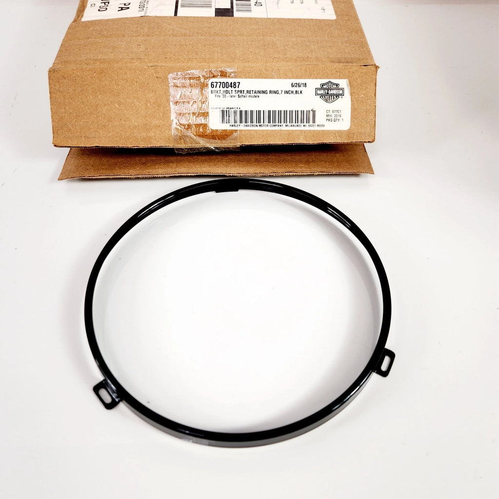 7" Gloss Black Round Headlight Trim Ring for Harley-Davidson Softail 67700487