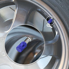 Set of 4 Blue Aluminum Tire Stem Caps 17mm Knurled Valve Covers