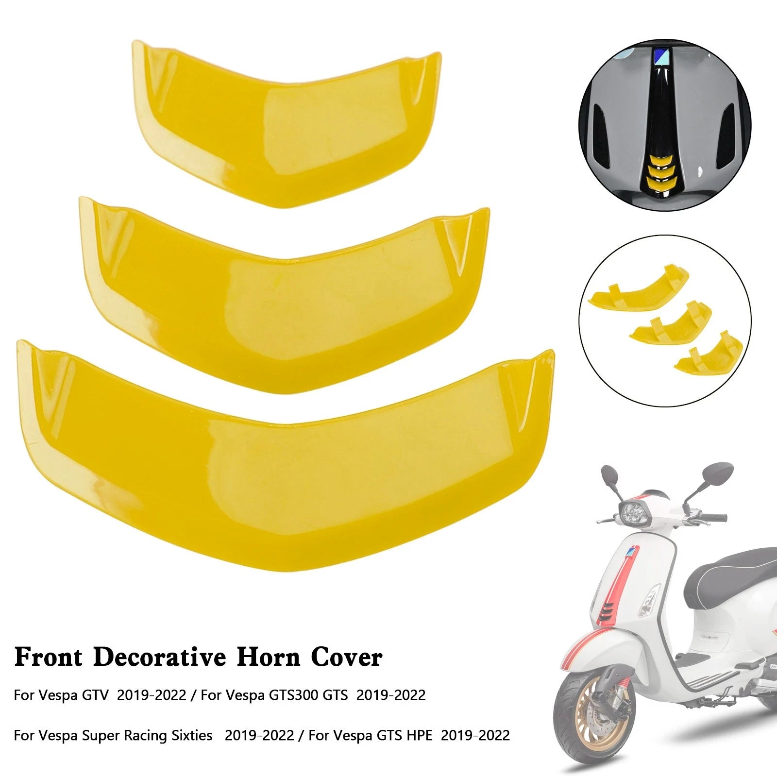 Front Horn Cover Trim for Vespa Sprint 300, GTS 300, GTV (2014–2023) Yellow