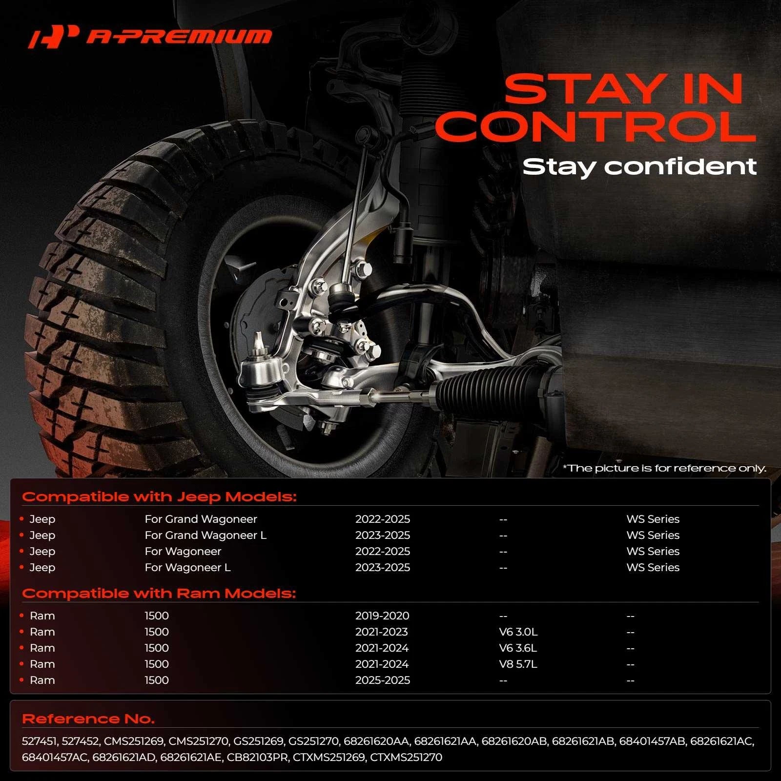 2X Front Lower Control Arm with Ball Joint for Ram 1500 (2019-2025)