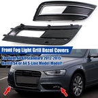 2Pcs Front Bumper Fog Light Grille Bezel Cover for Audi A4 B8 (2012–2015)