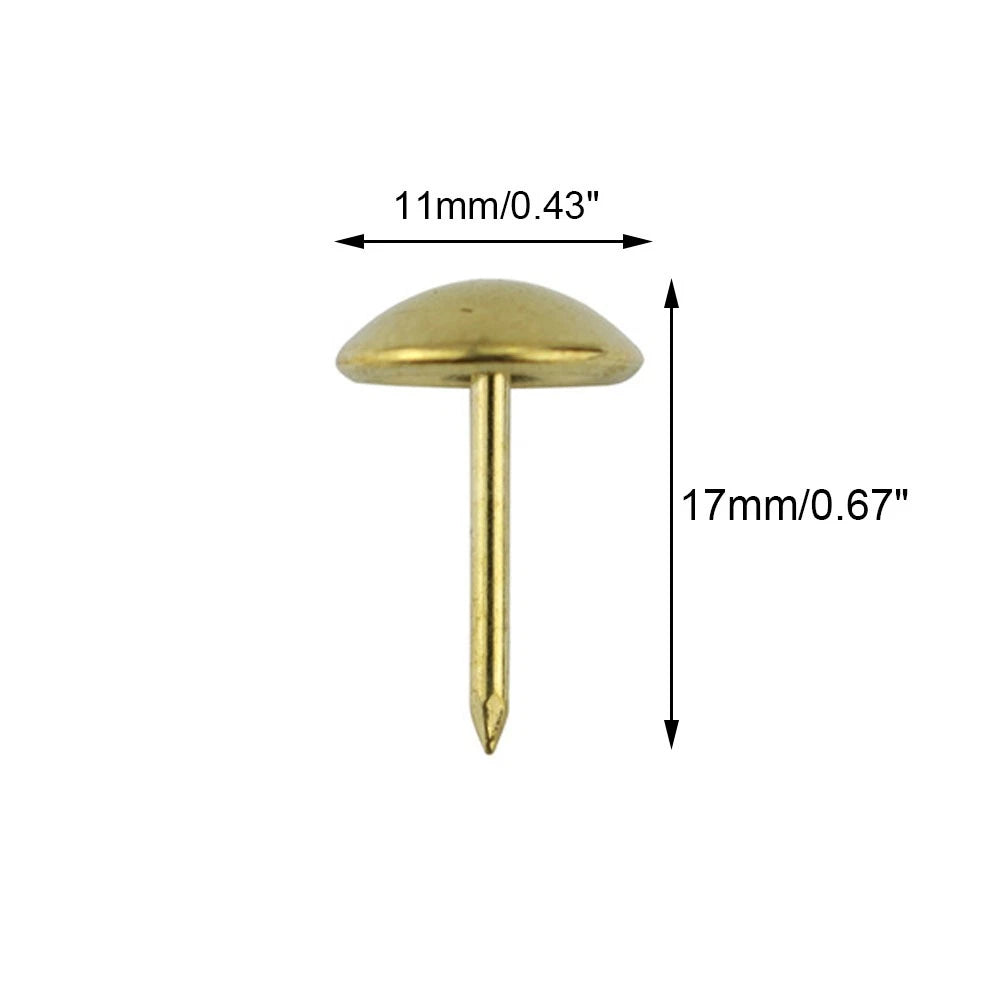 100Pcs Decorative Upholstery Nails Pins Sofa Tacks Studs Gold 11x17mm