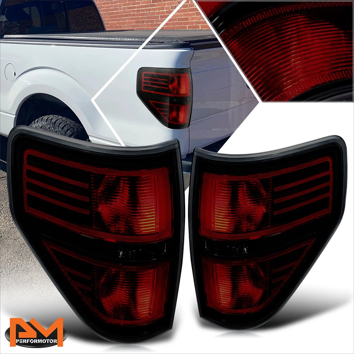 Pair of Smoked Lens Tail Brake Lights for Ford F150 (2009–2014)