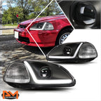 LED DRL Tube Projector Headlight for Honda Civic (1996–1998)