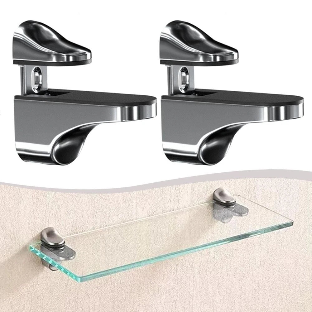 Adjustable Glass Shelf Brackets Set of 4 - Zinc Alloy