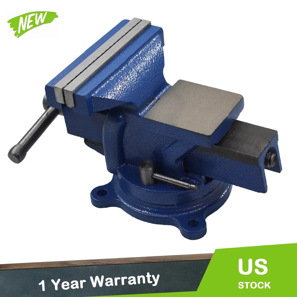 4 Inch Bench Vise with Anvil, Heavy Duty Steel, Swivel Locking Base