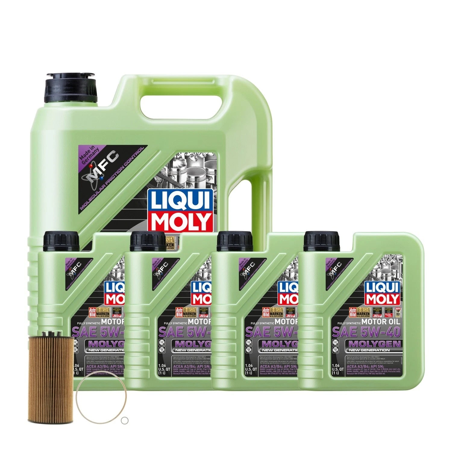 Oil Change Kit 9L Liqui Moly Molygen 5W40 for Audi BHF/BNK (2003–2009)