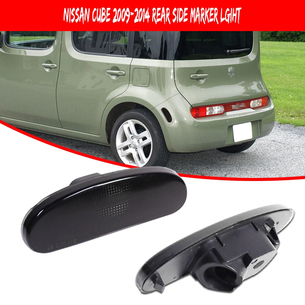 Smoked Lens Rear Bumper Side Marker Light Covers for Nissan Cube (2009–2014)