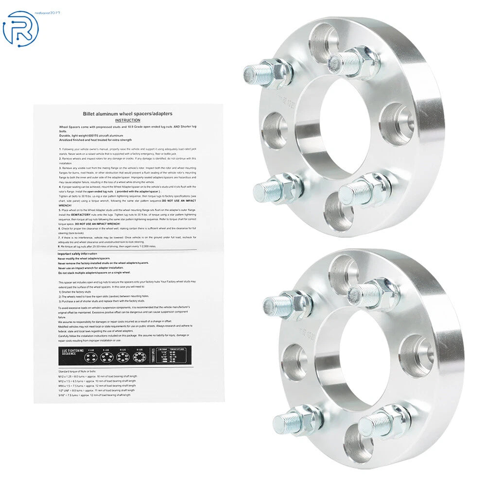 2X 1 Inch Wheel Spacers for Club Car Golf Carts (62mm Bore)
