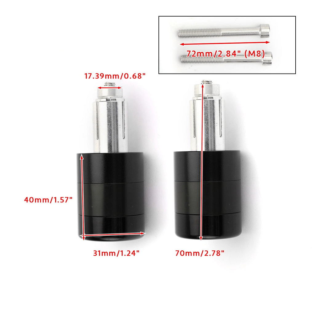 Set of 2 CNC Black 7/8" 22mm Handle Bar Ends Vibration Reducing Sliders
