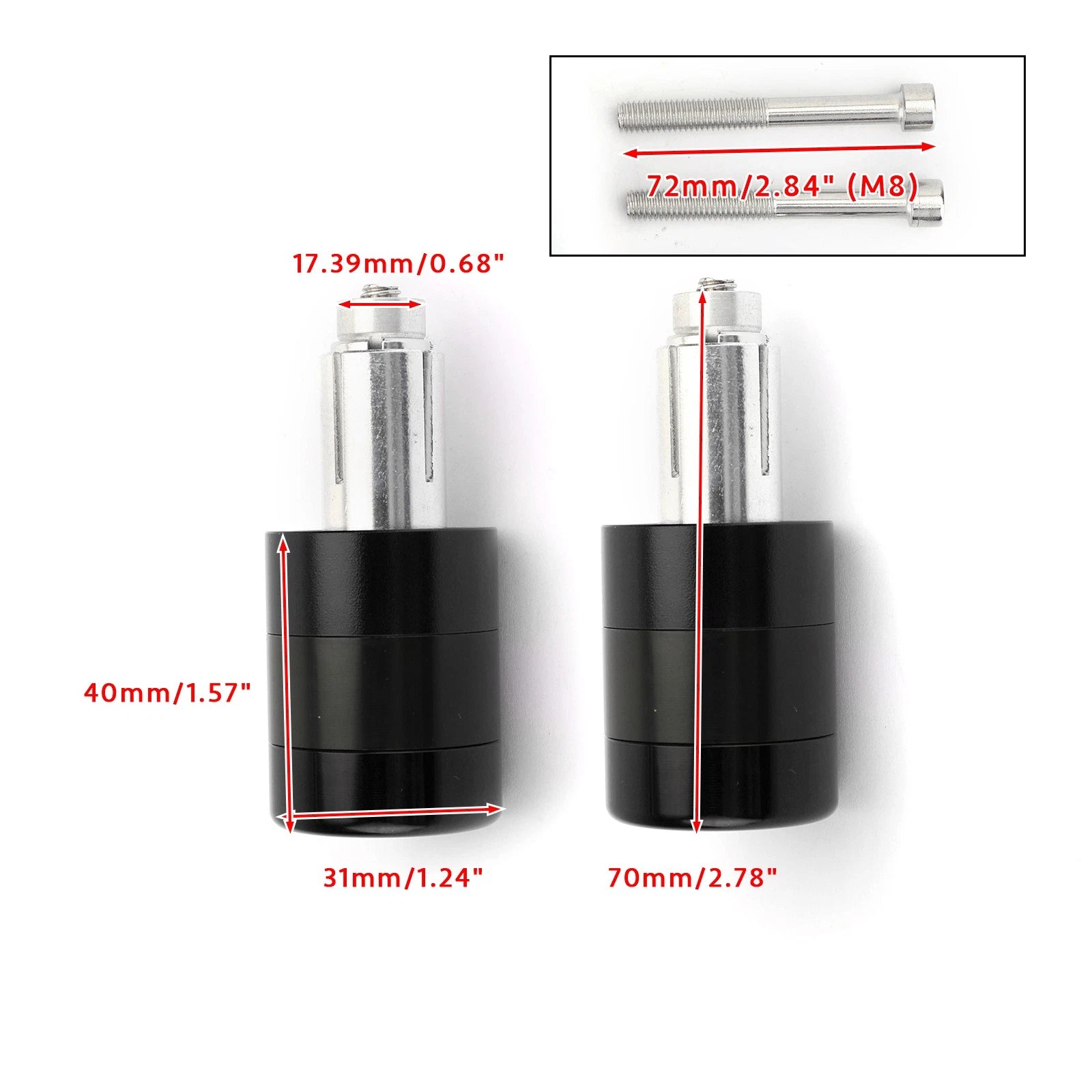 Set of 2 CNC Black 7/8" 22mm Handle Bar Ends Vibration Reducing Sliders