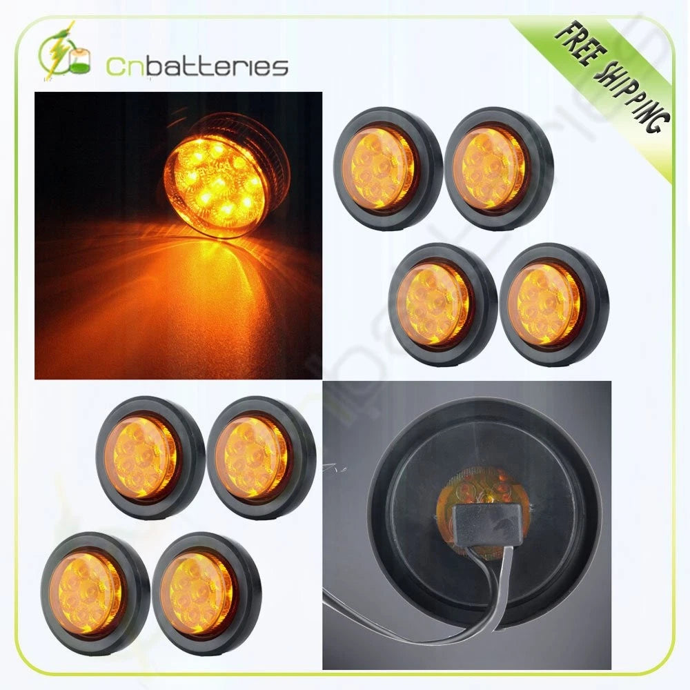 8PCS 2'' Amber Side Marker Lights for Truck Trailer (LED)