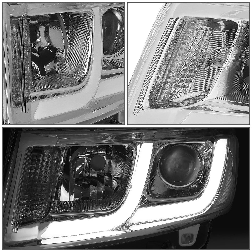 Pair of LED Chrome Clear Projector Headlights for Grand Cherokee (2014–2016)