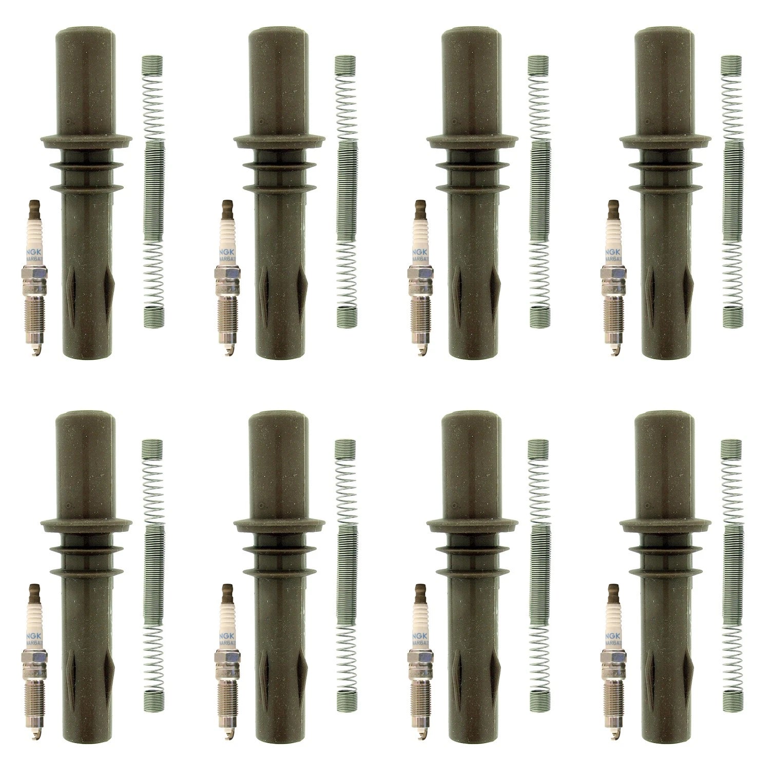 Set of 8 NGK Laser Platinum Spark Plugs & Coil Boots for Ford Explorer F-Series Mustang V8