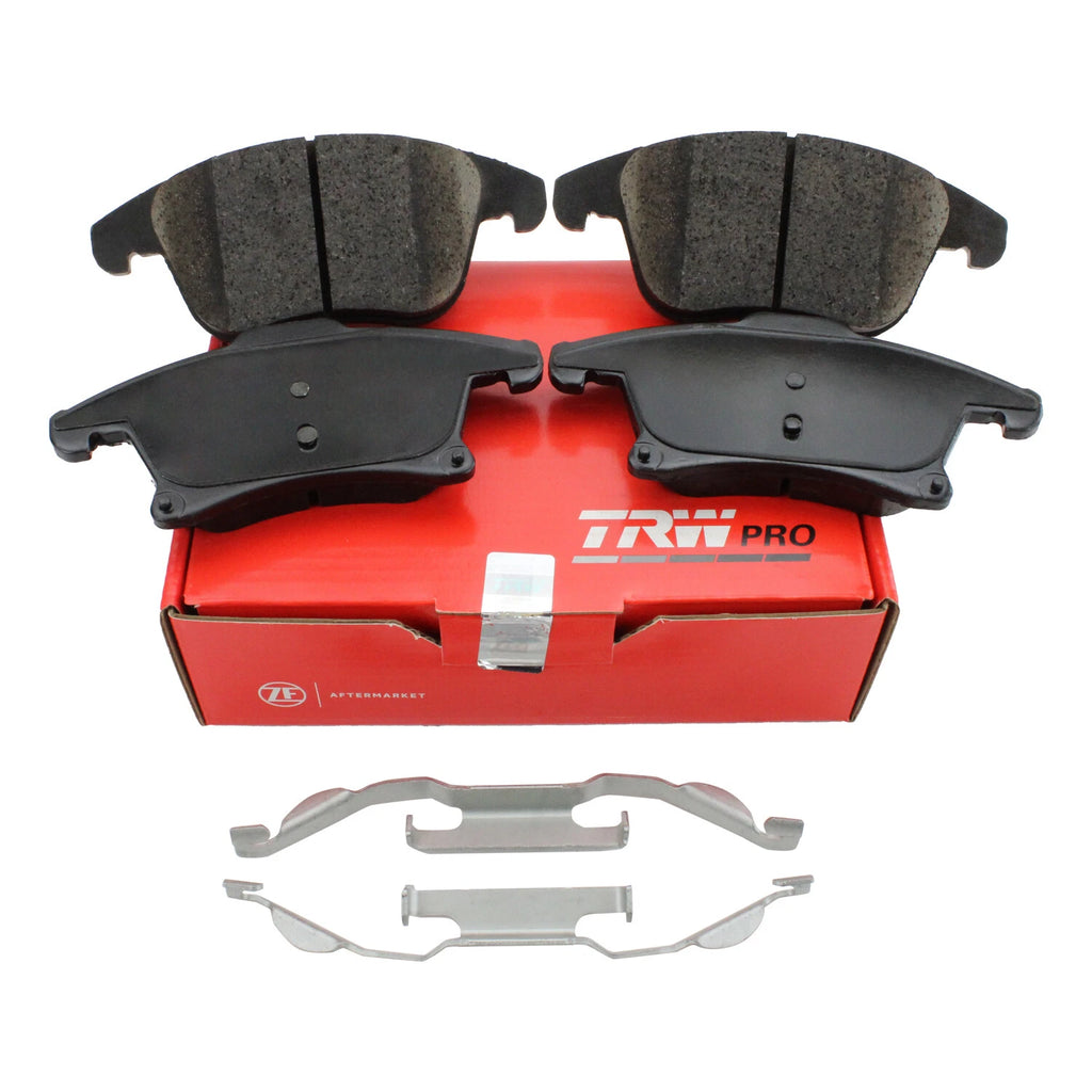Set of 4 TRW Pro Ceramic Slotted Brake Pads w/ Clips for Ford Fusion Lincoln MKZ (2013–2020)