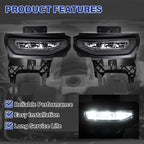 LED Bumper Fog Lights for GMC Sierra 1500 (2016–2018) w/ Switch, Relay, Wiring