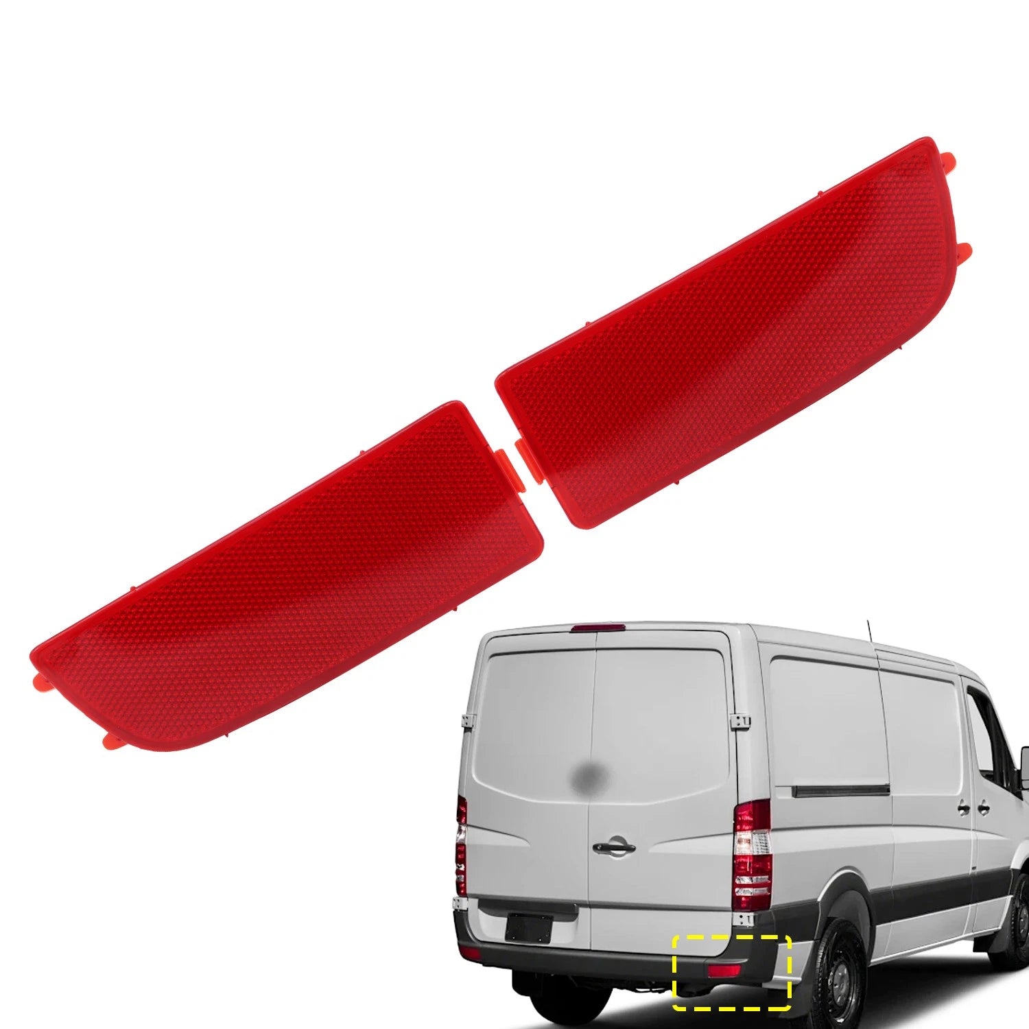 2X Rear Bumper Reflector Red Lens Light for Mercedes Benz Sprinter 3500 (2010–2018)