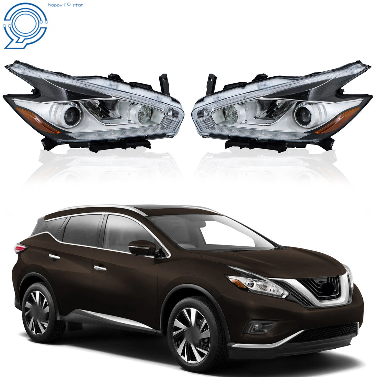 Clear LED Headlights for Nissan Murano (2015–2018) Left + Right Side