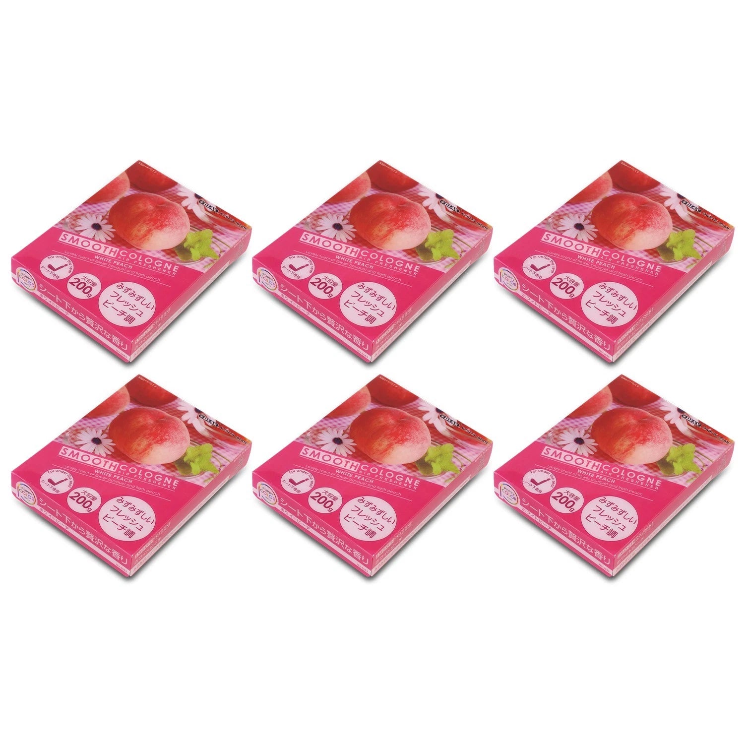 Set of 6 Smooth Cologne Air Fresheners for All Vehicles (200g, White Peach)