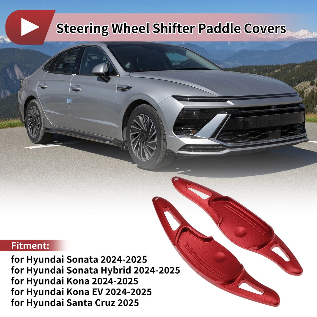Red Aluminum Alloy Steering Wheel Shift Paddles for Hyundai Sonata (2015–2020)
