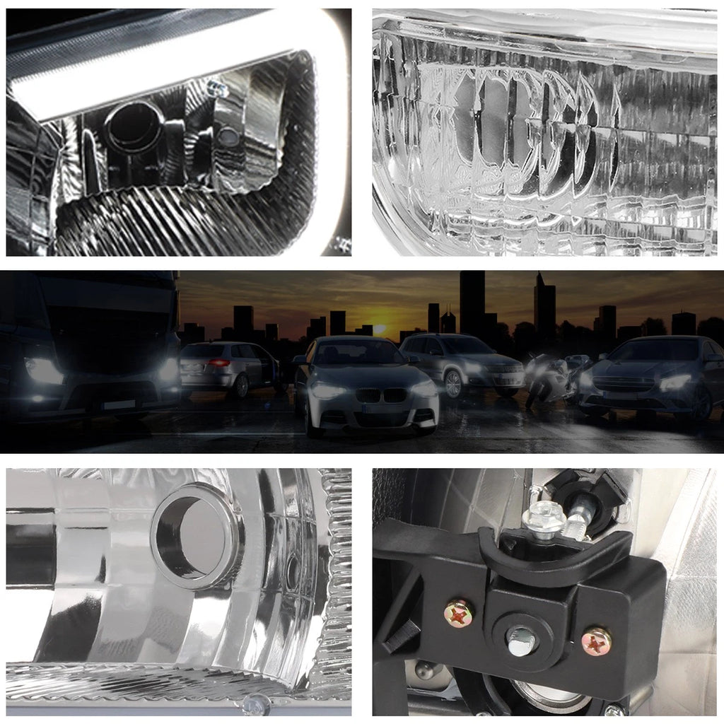 Set of 4 LED DRL Headlights with Bumper Lamp for GMC Sierra/Yukon XL (1999–2007)