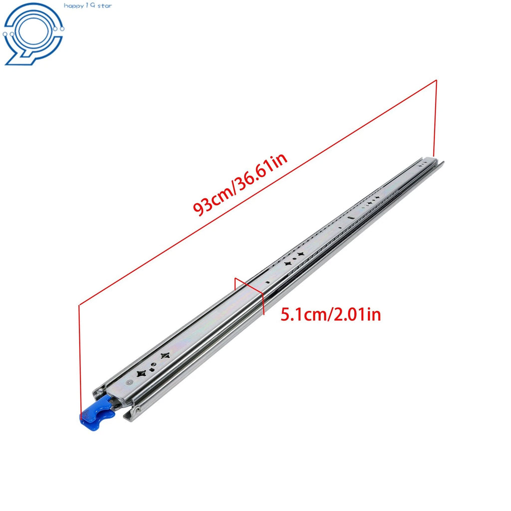 36" Side Mount Drawer Slides Locking 250lb Full Extension Rails for Cabinets