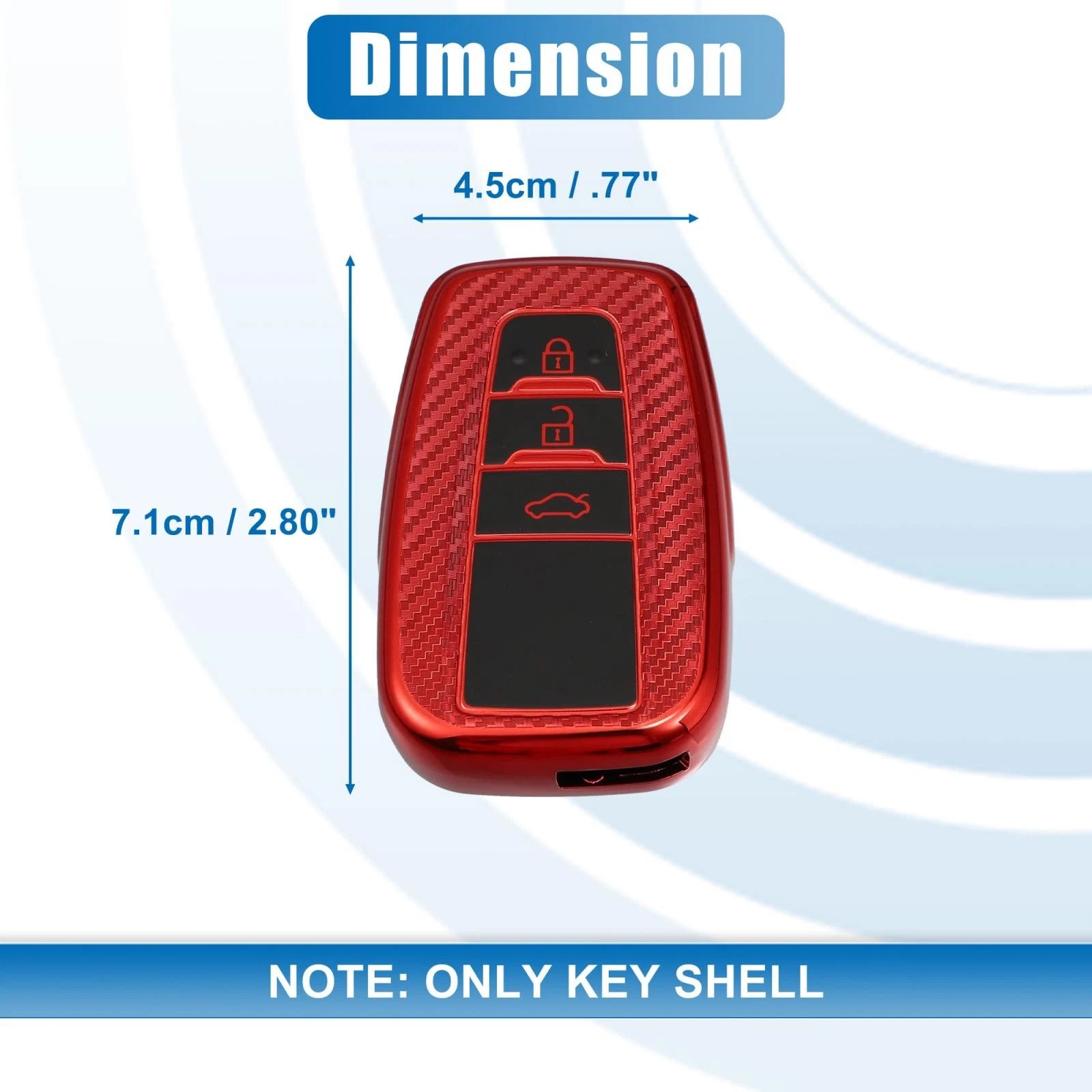 Silicone Smart Key Fob Case Cover for Toyota (2018–2021) Carbon Fiber Red