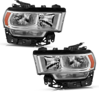 Halogen Headlight Pair for Ram 2500 3500 (2019–2024) W/ Bulb W/ Chrome Bezel
