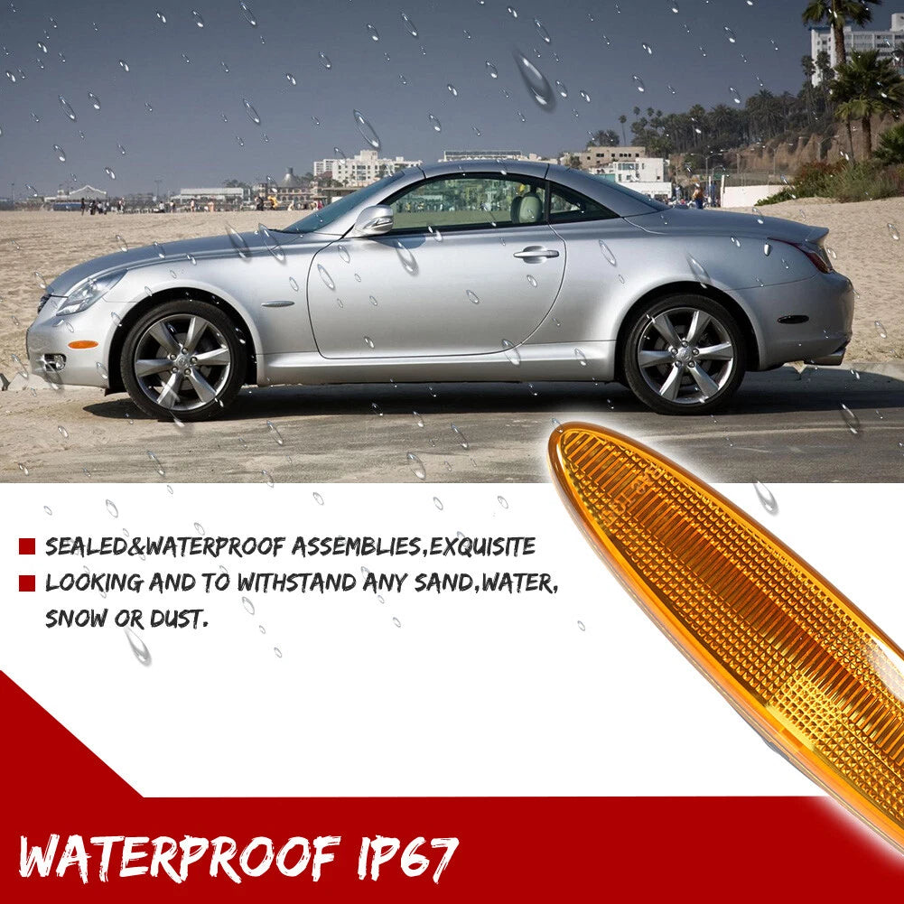 2X Amber Lens Front Side Marker Light Housing for Lexus SC430 (2002–2010)