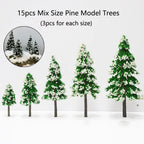 15Pcs Pine Model Trees for Train Railway Diorama Winter Scenery