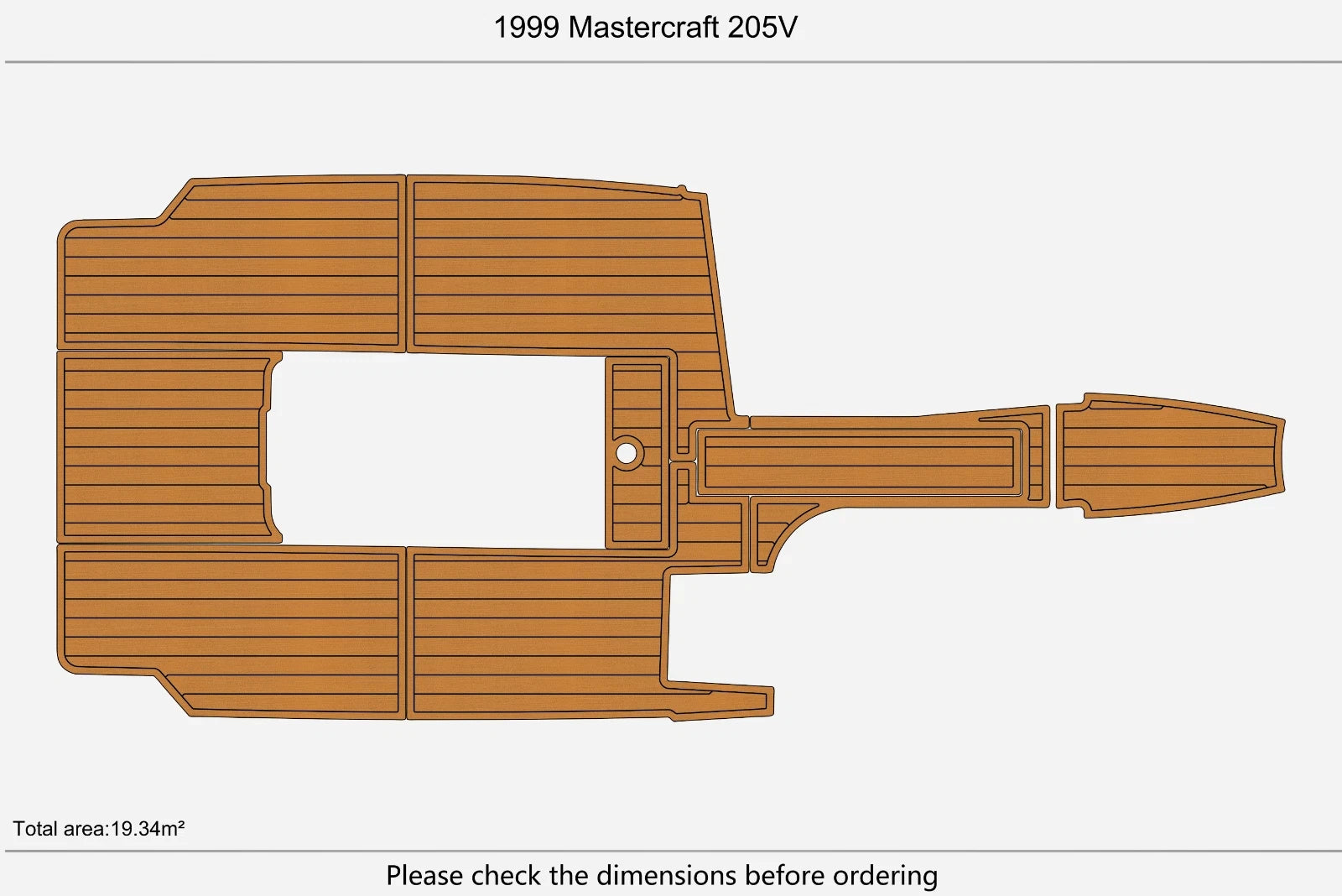 EVA Foam Faux Teak Cockpit Pads for Mastercraft 205V (1999)