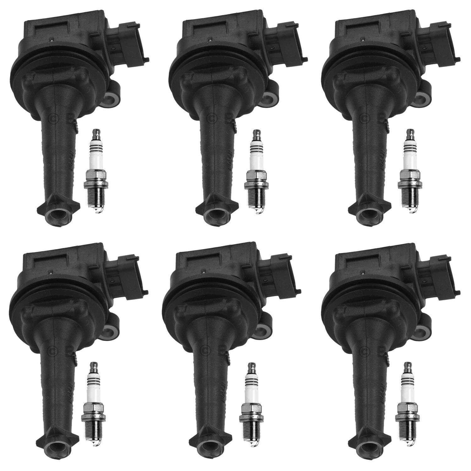 Set of 6 Ignition Coils & Spark Plugs for Jaguar XJ6, Volvo S80, XC90