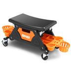 Rolling Mechanic Stool with Tool Tray for Automotive Work (25.5" x 13" x 12")