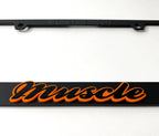 Matte Black Premium License Plate Frame with Orange Outline for Muscle Cars (—)
