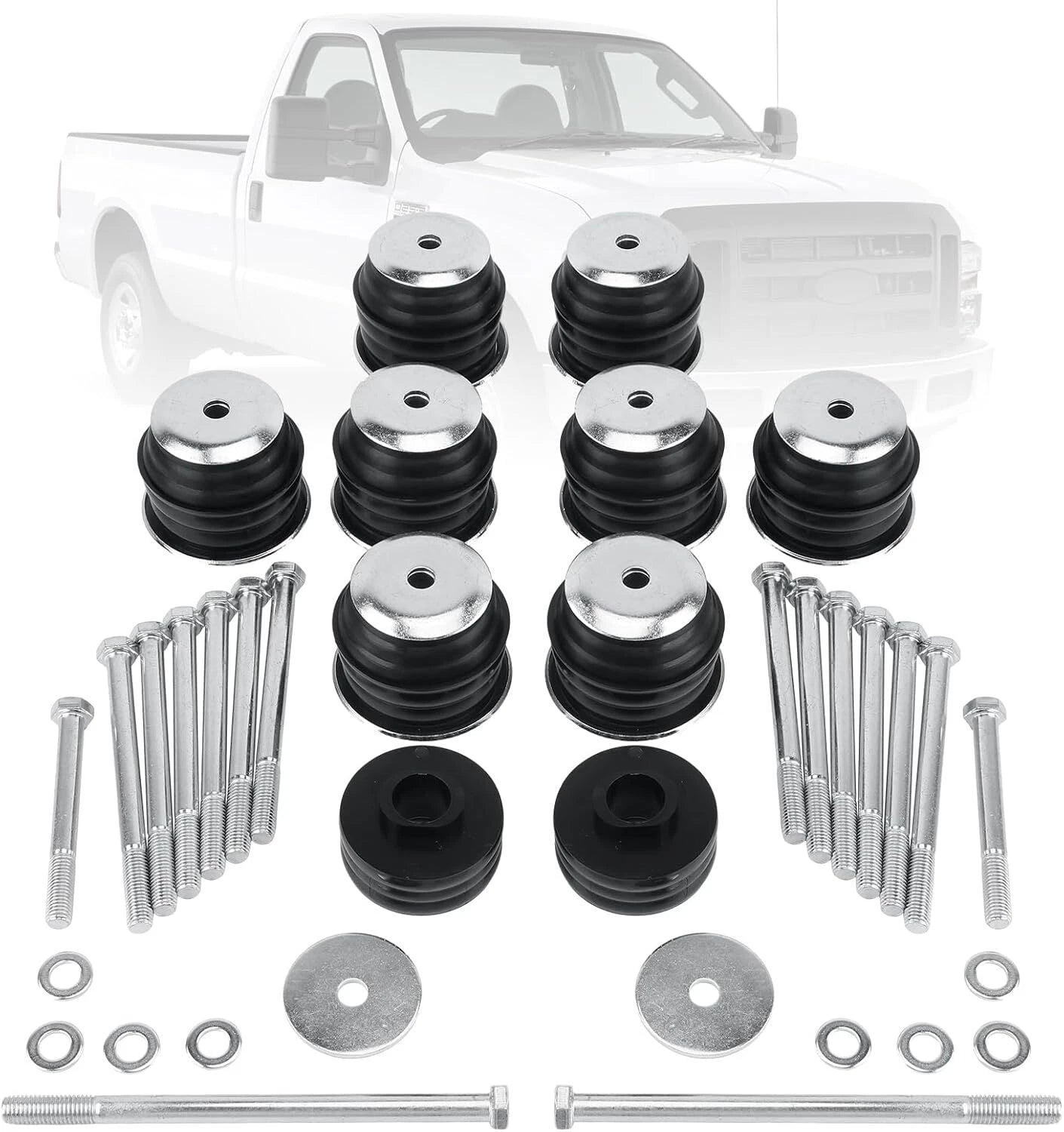 Set of 4 Body Cab Mount Bushings Kits for Ford F250 F350 (1999–2007) Black