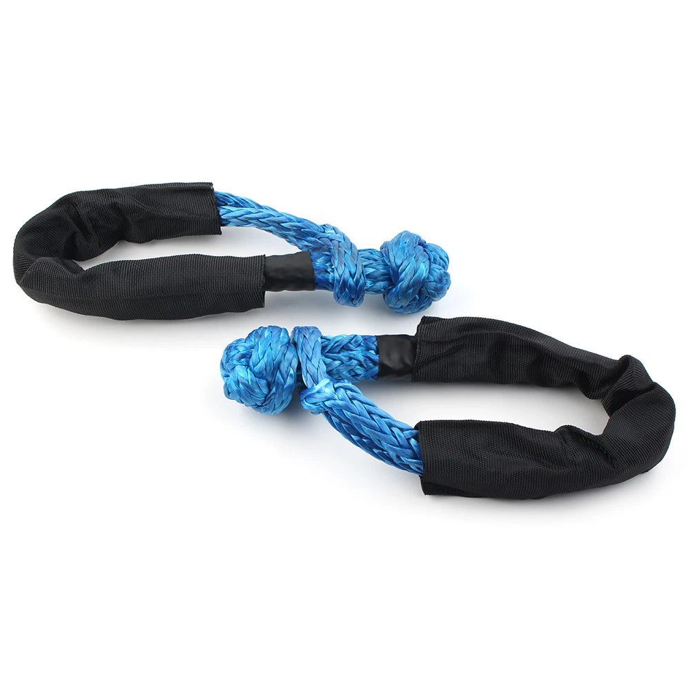 2X 1/2" Synthetic Soft Shackle Recovery Straps 38000 LBS Blue Pair