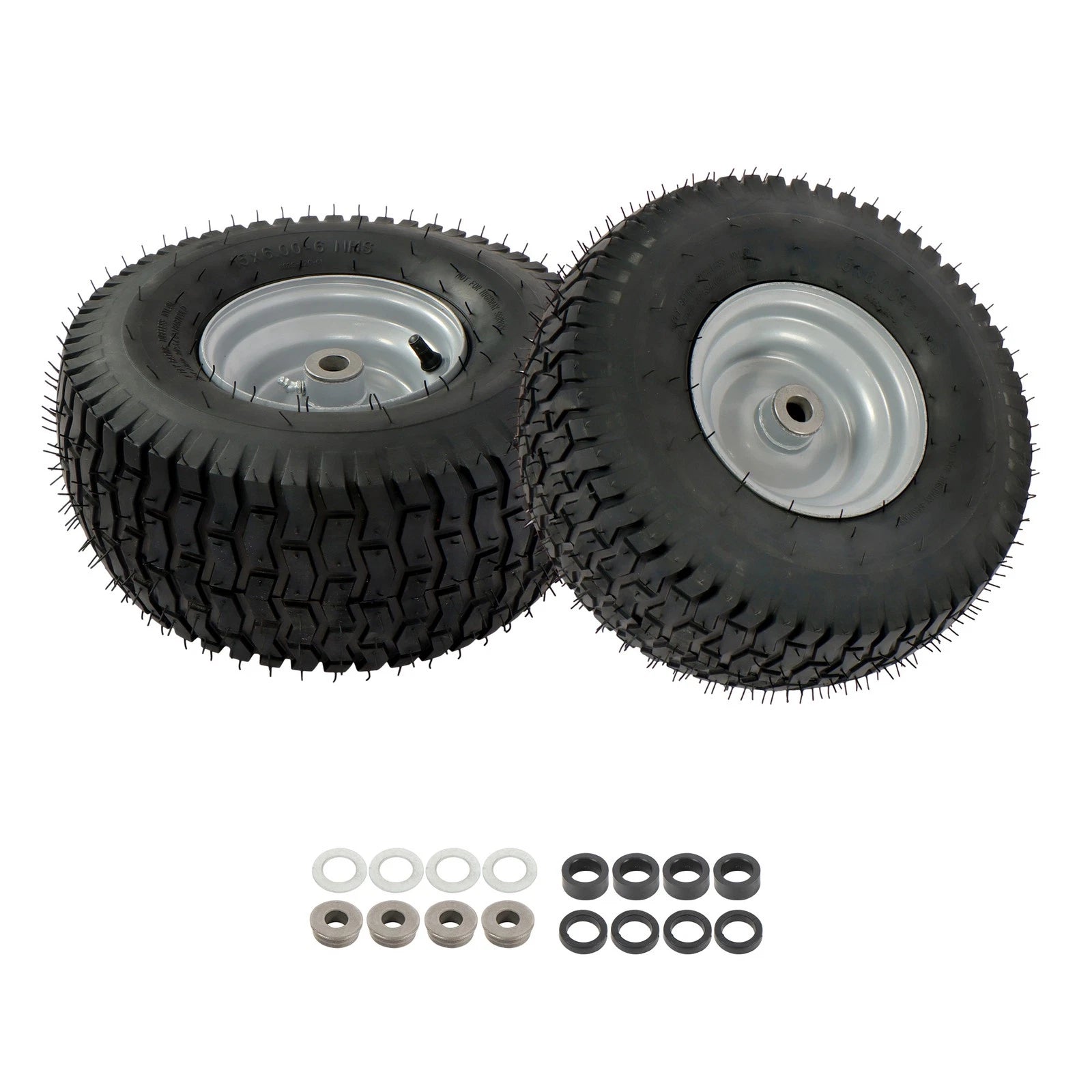 Set of 2 Lawn Mower Tires 15x6.00-6 4 Ply Tubeless