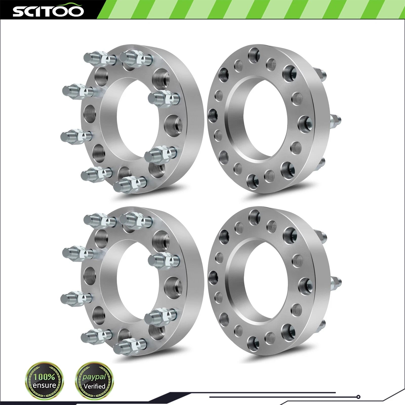 4X 1.5 Inch Wheel Adapters 8x6.5 to 8x180 14x1.5 for Chevrolet Silverado 2500 HD (2001–2023)