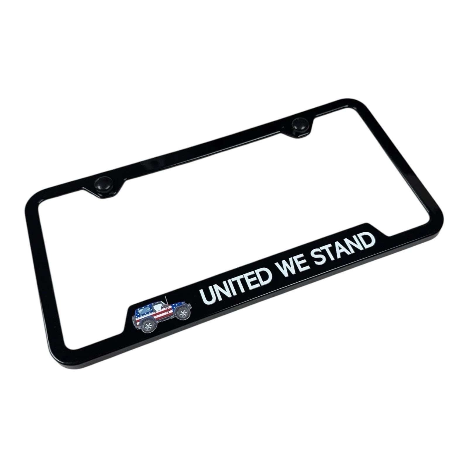 Licensed License Plate Frame Black Plastic Notched for Jeep Wrangler (1997–2025)