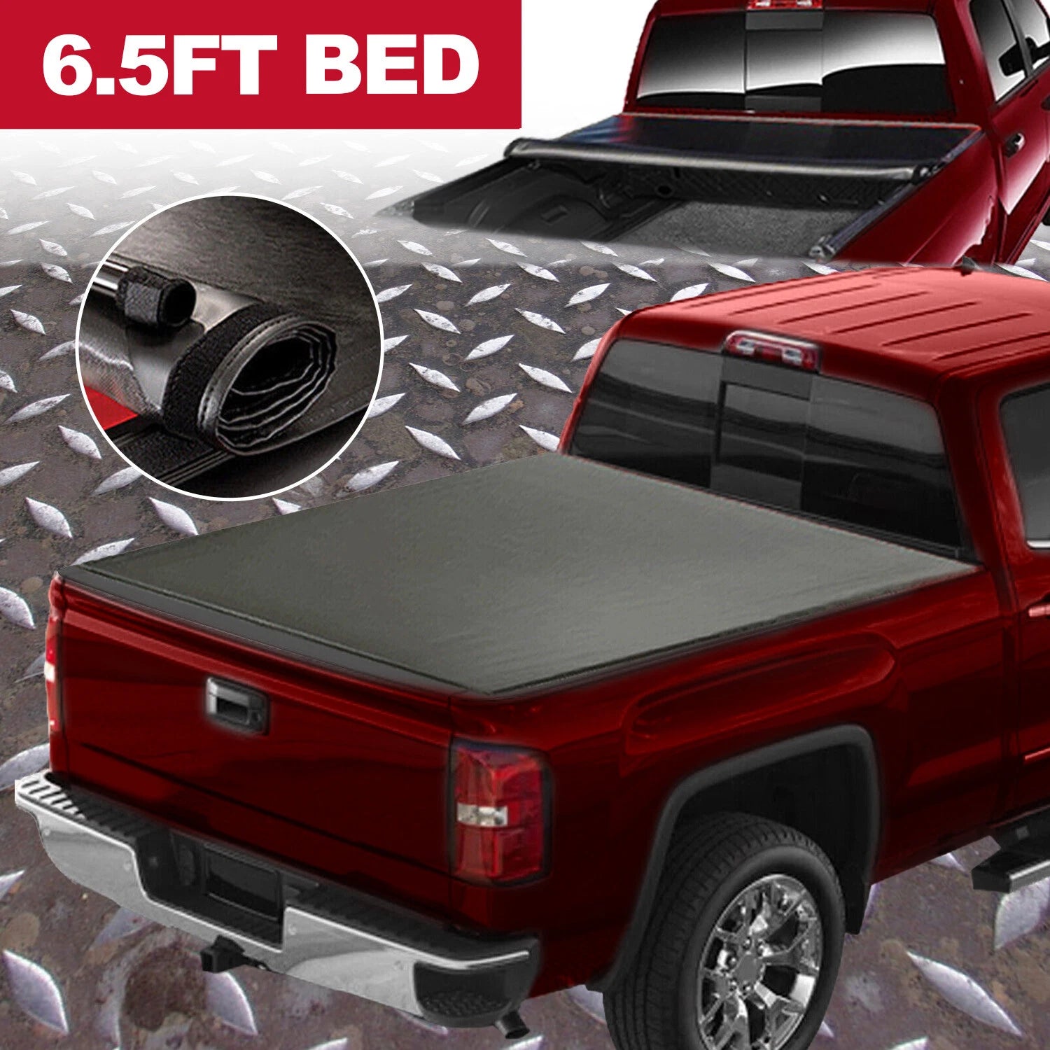 6.5FT Soft Roll-Up Tonneau Cover for Silverado/Sierra 1500 2500HD 3500HD (2007–2013)