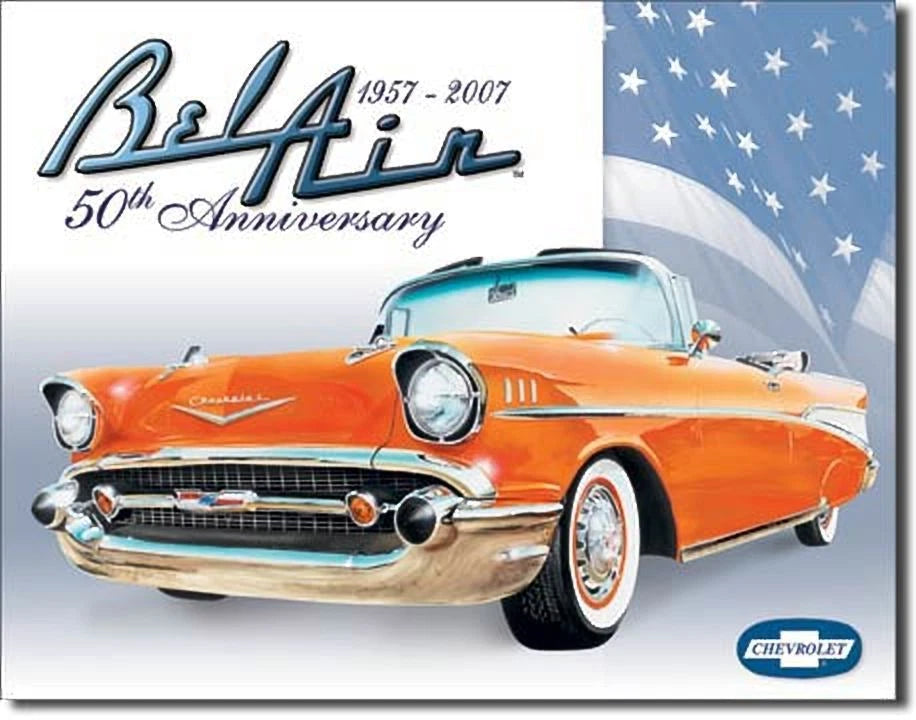 Vintage Replica Tin Metal Sign for Chevy Bel Air (1950–1957)