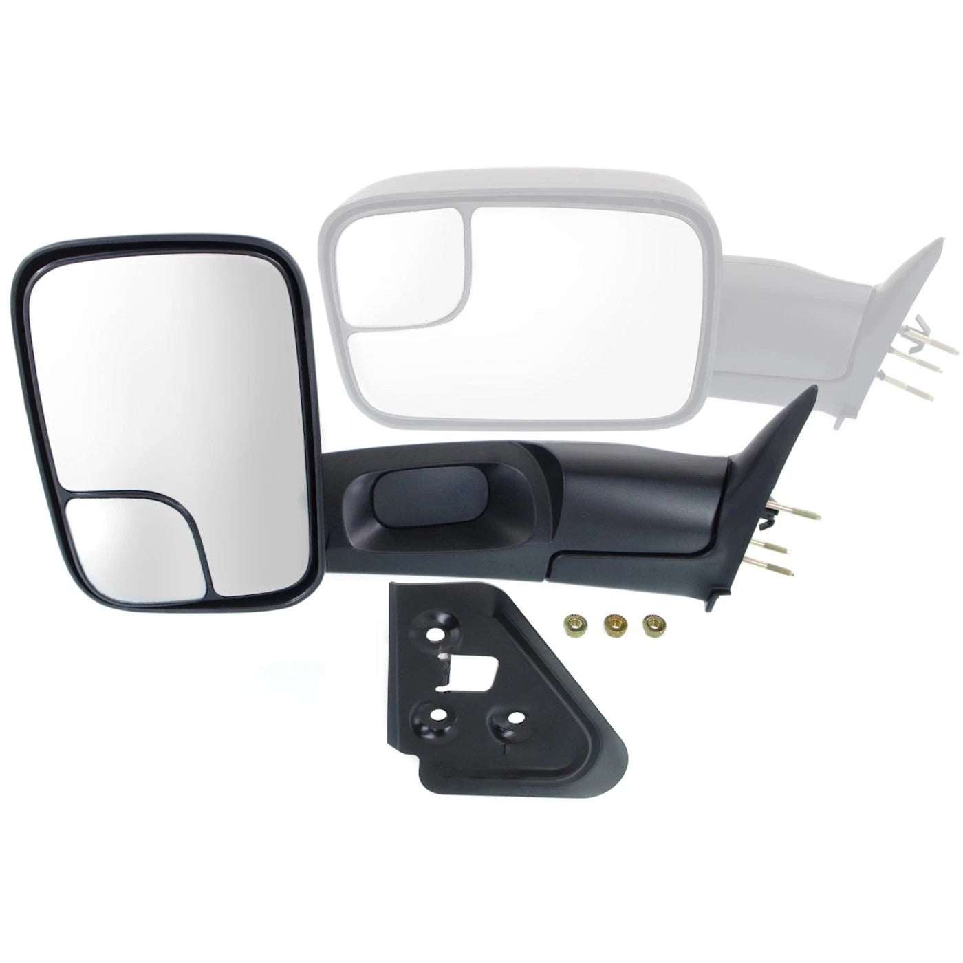 Manual Mirror Set of 2 for Dodge Ram 1500 (1994–2001) Towing Folding Black
