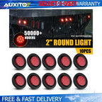 2 Inch Round Red LED Clearance Side Marker Light for Trailer Truck RV (10-50X)