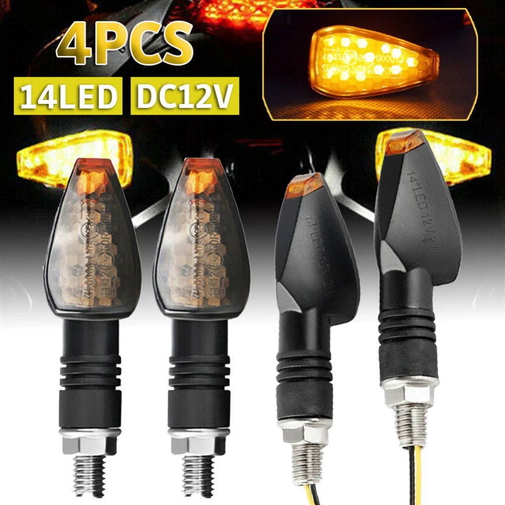 Set of 4 LED Turn Signal Lights for Universal Motorcycle (12V)