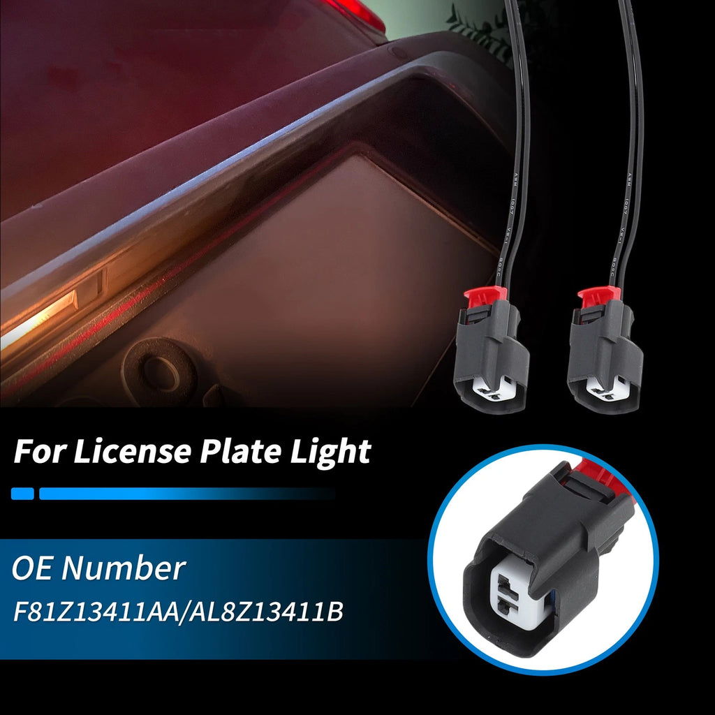 Set of 2 Rear License Plate Light Connector Socket Kits for Ford F-150 (2001–2014) F81Z13411AA