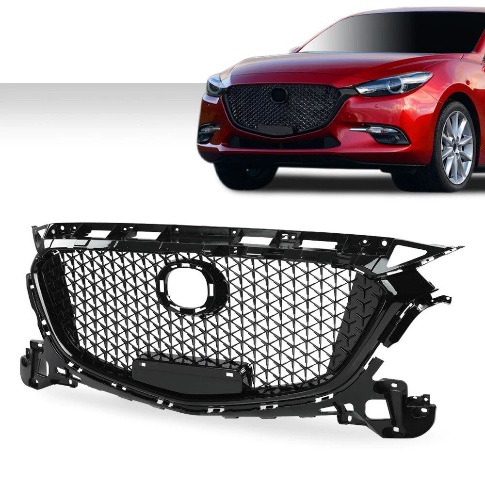 Front Bumper Upper Honeycomb Grille for Mazda 3 (2017–2018)